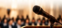 Microphone ready for a speaking engagement